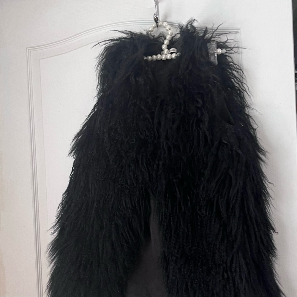 Alice & Olivia real Mongolian Fur black vest